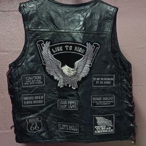 A diamond plate Buffalo leather biker vest